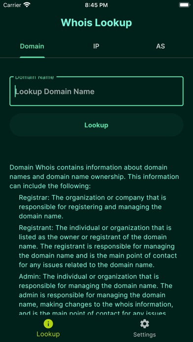 Lookup Whois Info Screenshot