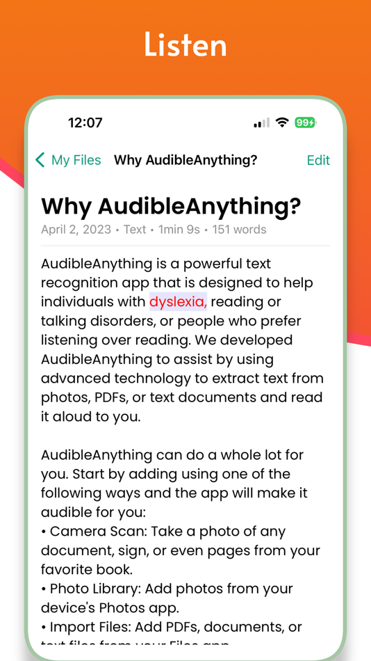 #1. AudibleAnything Text to Speech (iOS) 由: Tech Plus Beyond Inc.