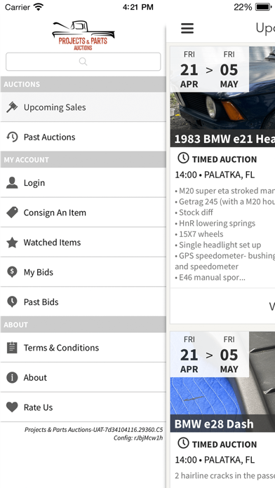 Projects & Parts Screenshot