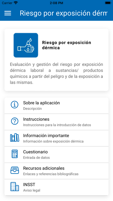 Riesgo por exposición dérmica Screenshot
