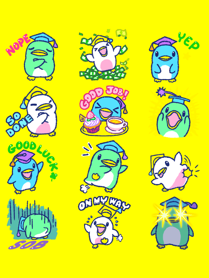 123 Grad Penguins Sticker Pack