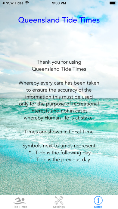 QLD Tide Times Screenshot