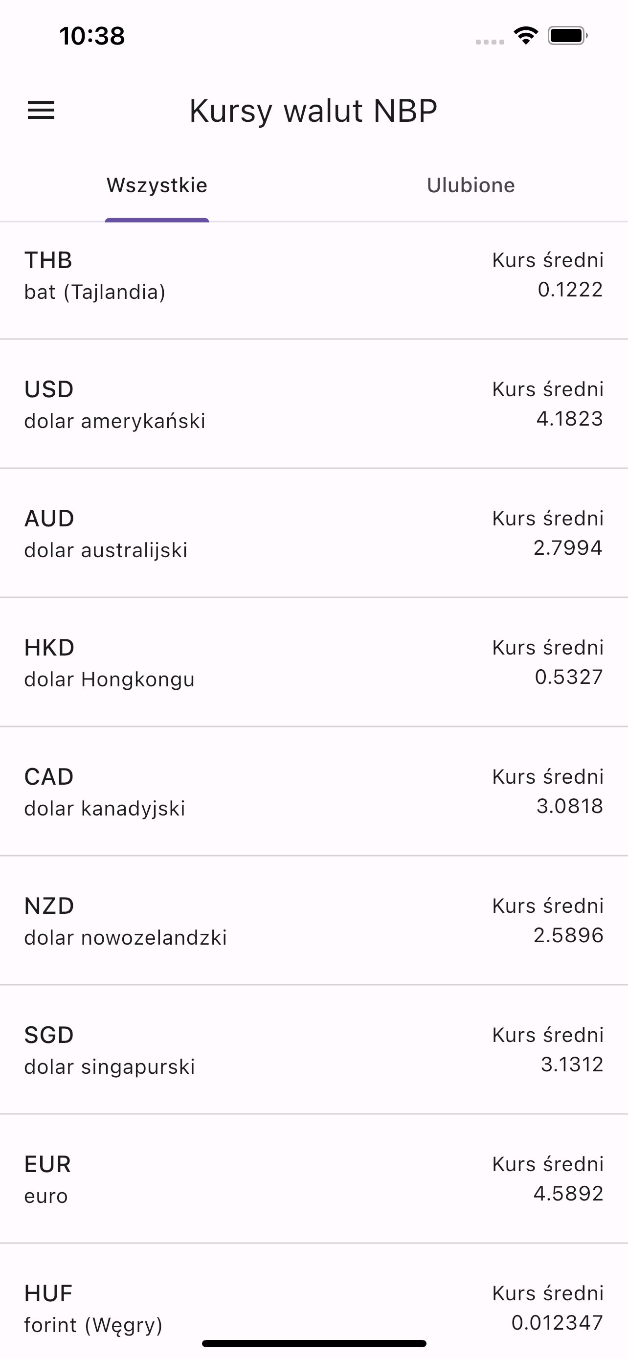 Kursy walut NBP