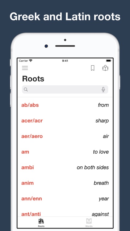 Classical roots and words