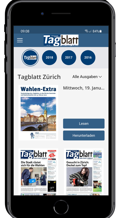 Tagblatt Stadt Zürich Screenshot