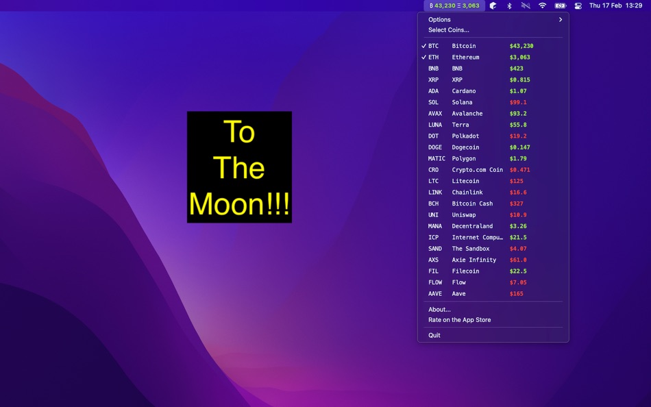 #4. Coin Tick - Menu Bar Crypto (macOS) 由: Yoni Levy