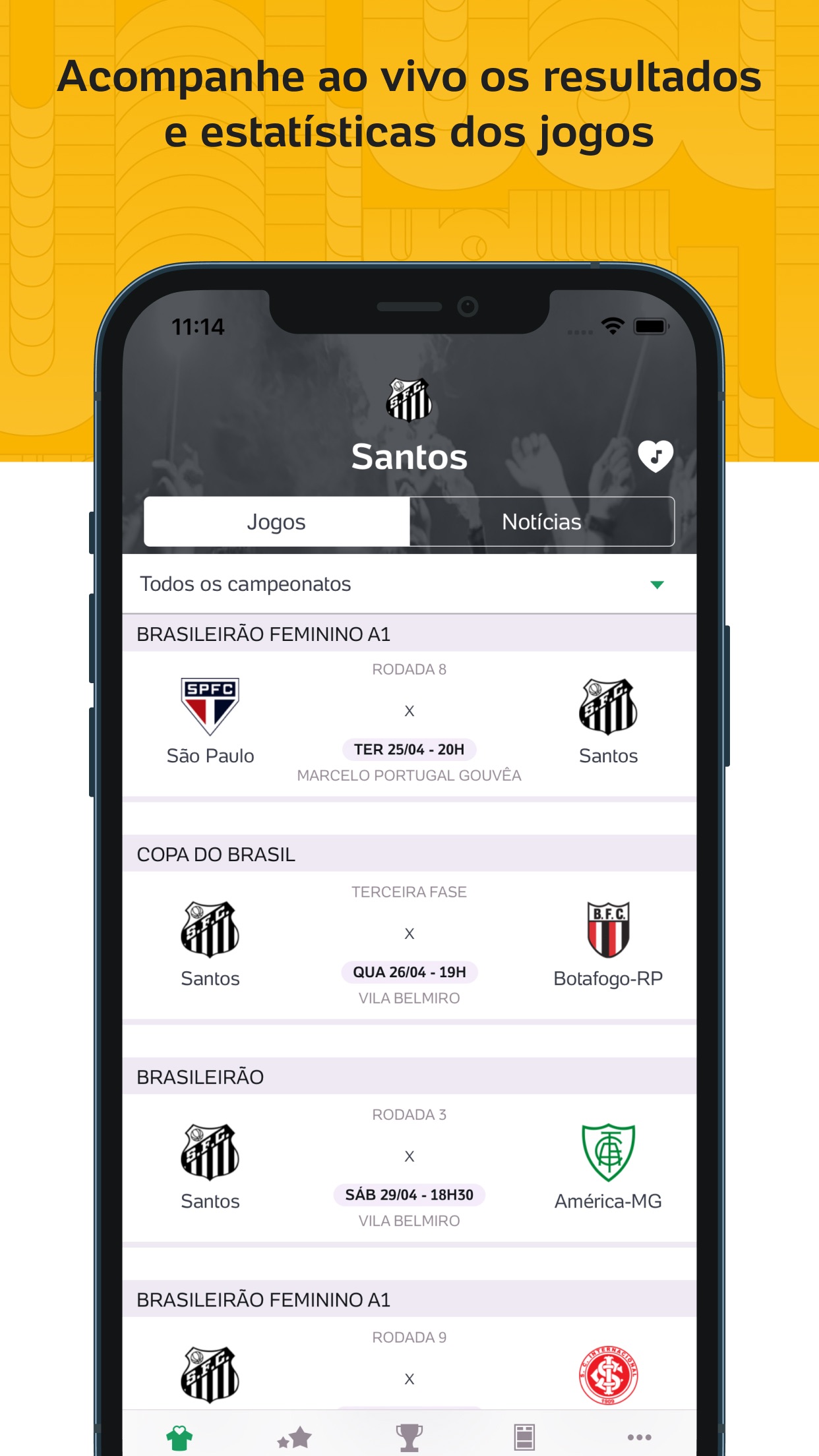 Screenshot do app Placar UOL - Futebol