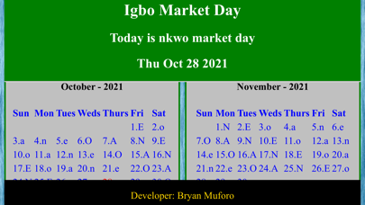 Igbo Market Calendar Screenshot