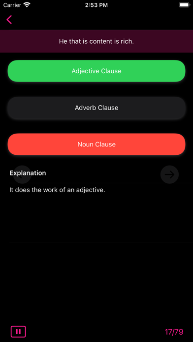 GrammarExpress Clause Analysis Screenshot