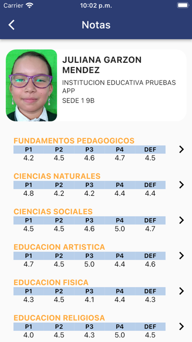 PuntoEdu Estudiantes Screenshot