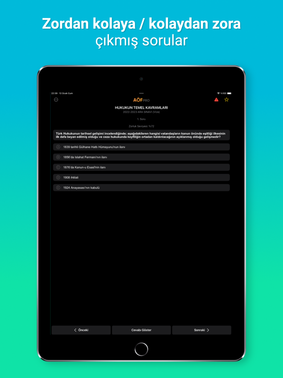 AÖF Pro - Çıkmış Sorular Plus iPad screenshot 6 - Education app