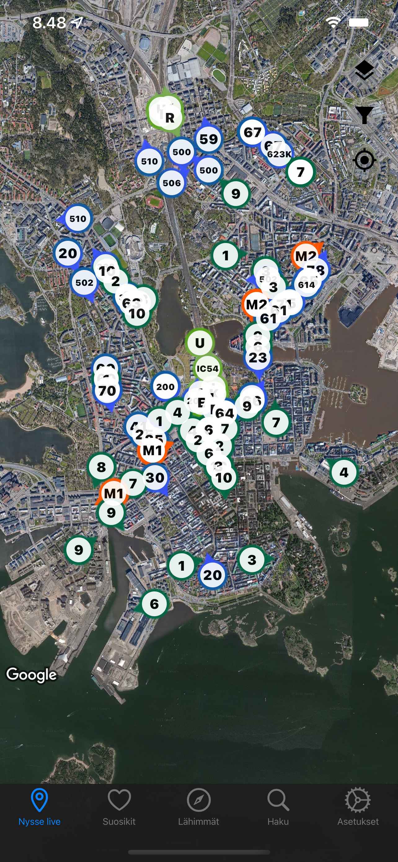 NysseNyt: Live buses & rail
