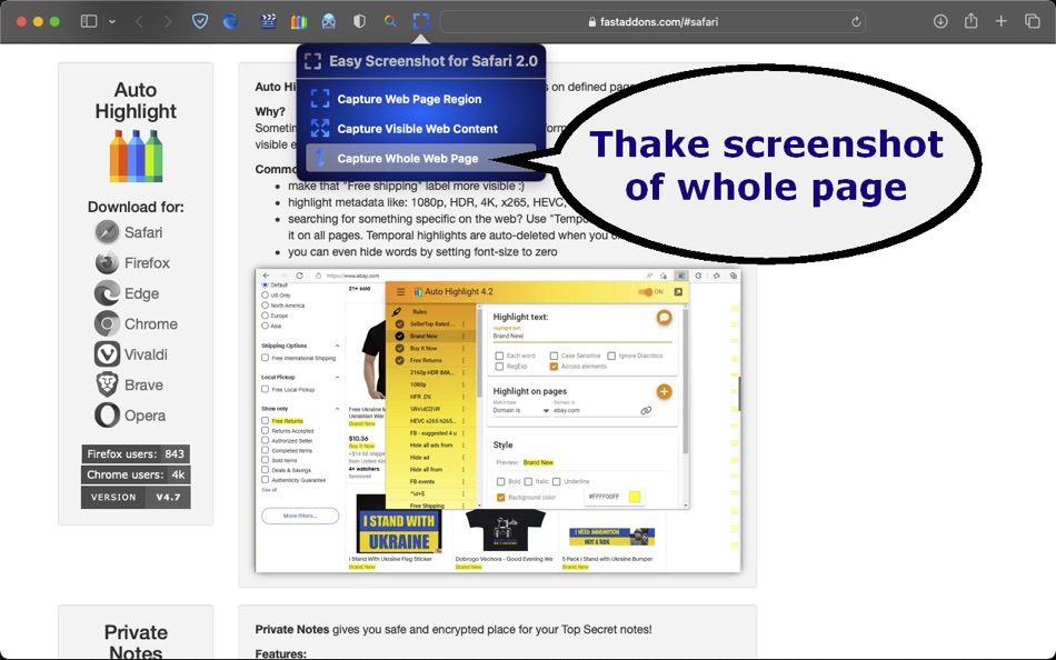 #1. Easy Screenshot for Safari (macOS) Bởi: Juraj Masiar