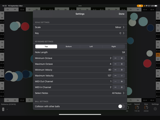 BounceBud Physics Based MIDI iPad screenshot 4 - Music app