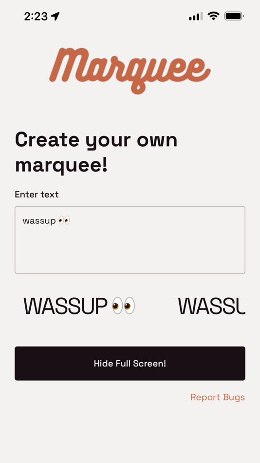 MarqueeApp (iOS) By: Zachary Ebenfeld MarqueeApp (iOS) By: Zachary Ebenfeld