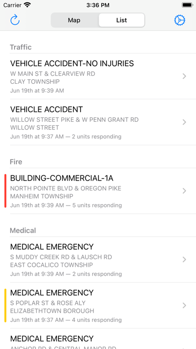 Lancaster County Incidents Screenshot