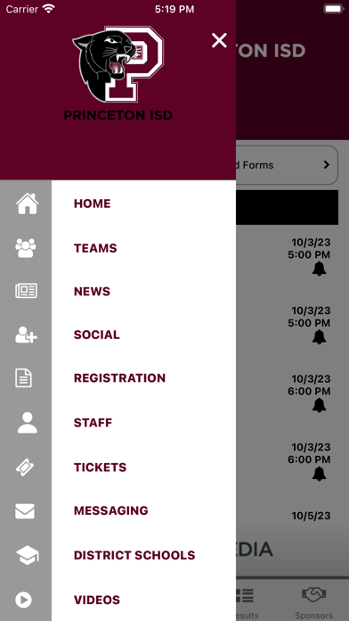 Princeton ISD Athletics Screenshot