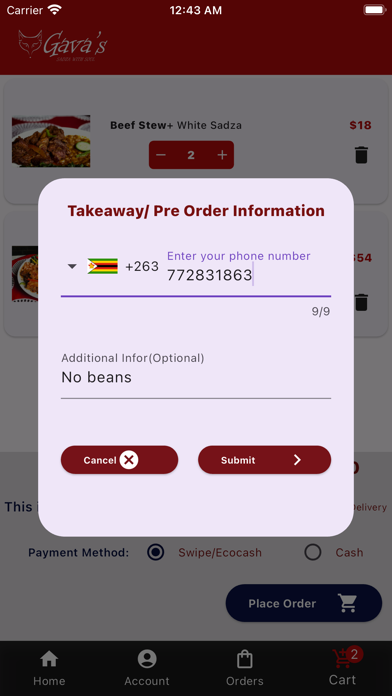 Gava's Restaurant Screenshot