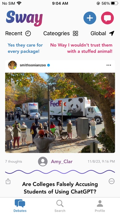 Sway Social Screenshot 1 - AppWisp.com Sway Social Screenshot 1 - AppWisp.com