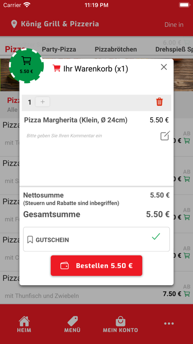 König Grill & Pizzeria Screenshot
