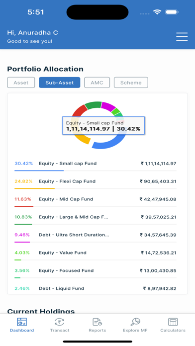 Optimoney - Mutual Funds App Screenshot