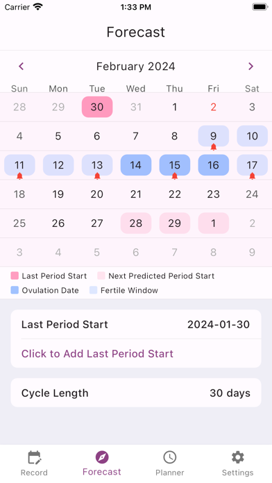 BabySteps Calendar Screenshot