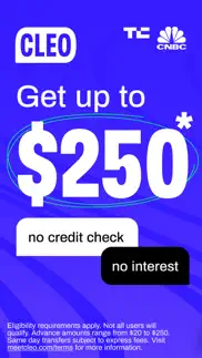 cleo: up to $250 cash advance iphone screenshot 1