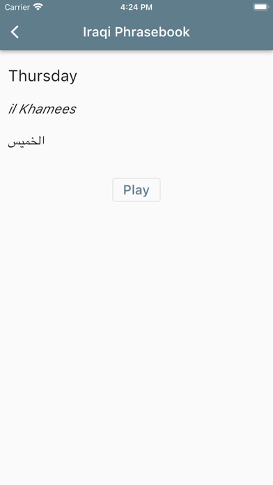 Iraqi Phrasebook Screenshot