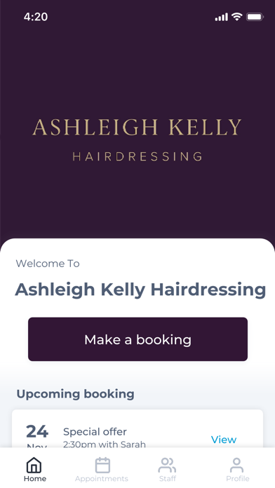Ashleigh Kelly Hairdressing Screenshot