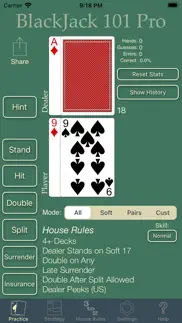 blackjack 101 pro perfect play iphone screenshot 1