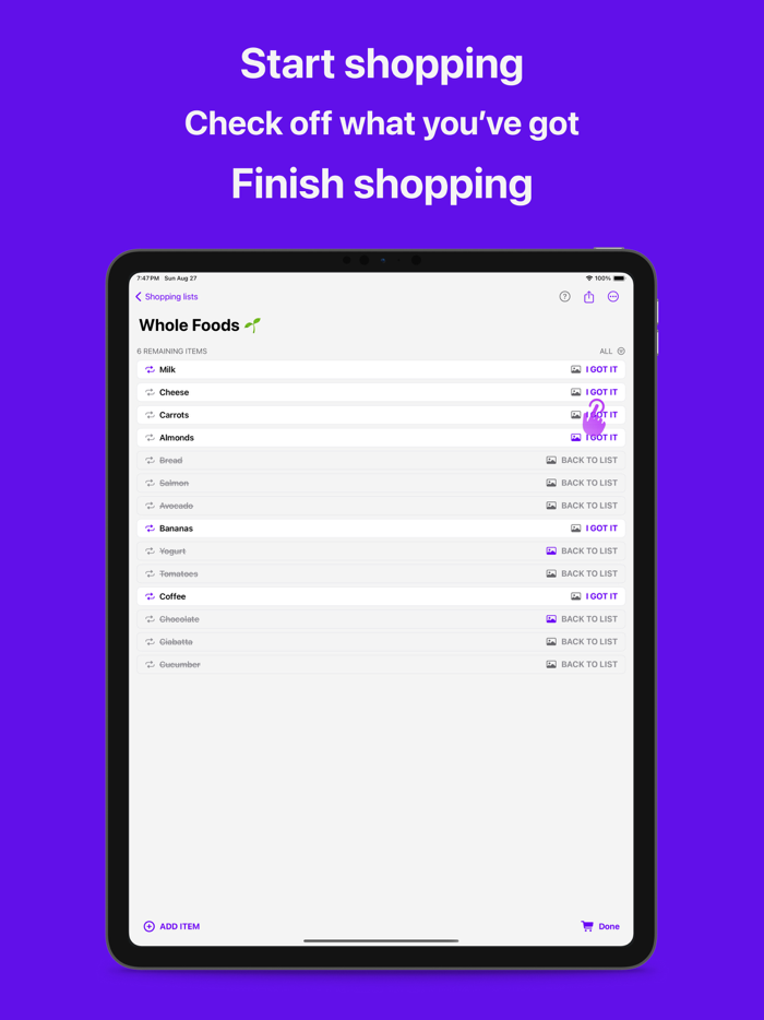 Shopping List for Whole Family