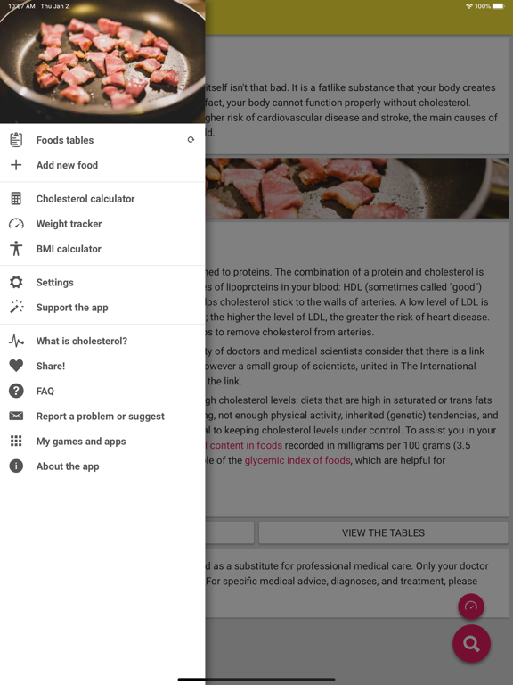 Cholesterol Table: diet aid screenshot 4