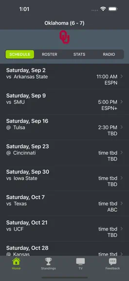 Game screenshot Oklahoma Football Schedules mod apk