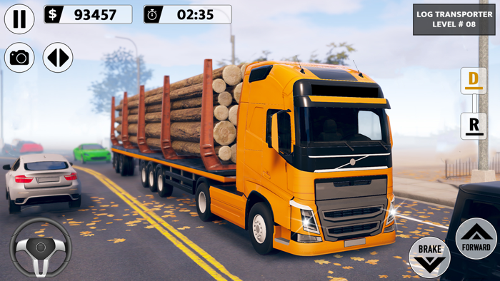 Log Transporter Truck Driving