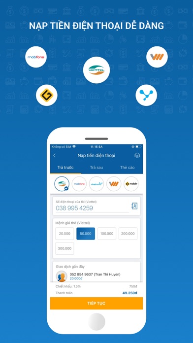 Screenshot #1 pour VIMO ví điện tử chuyển tiền