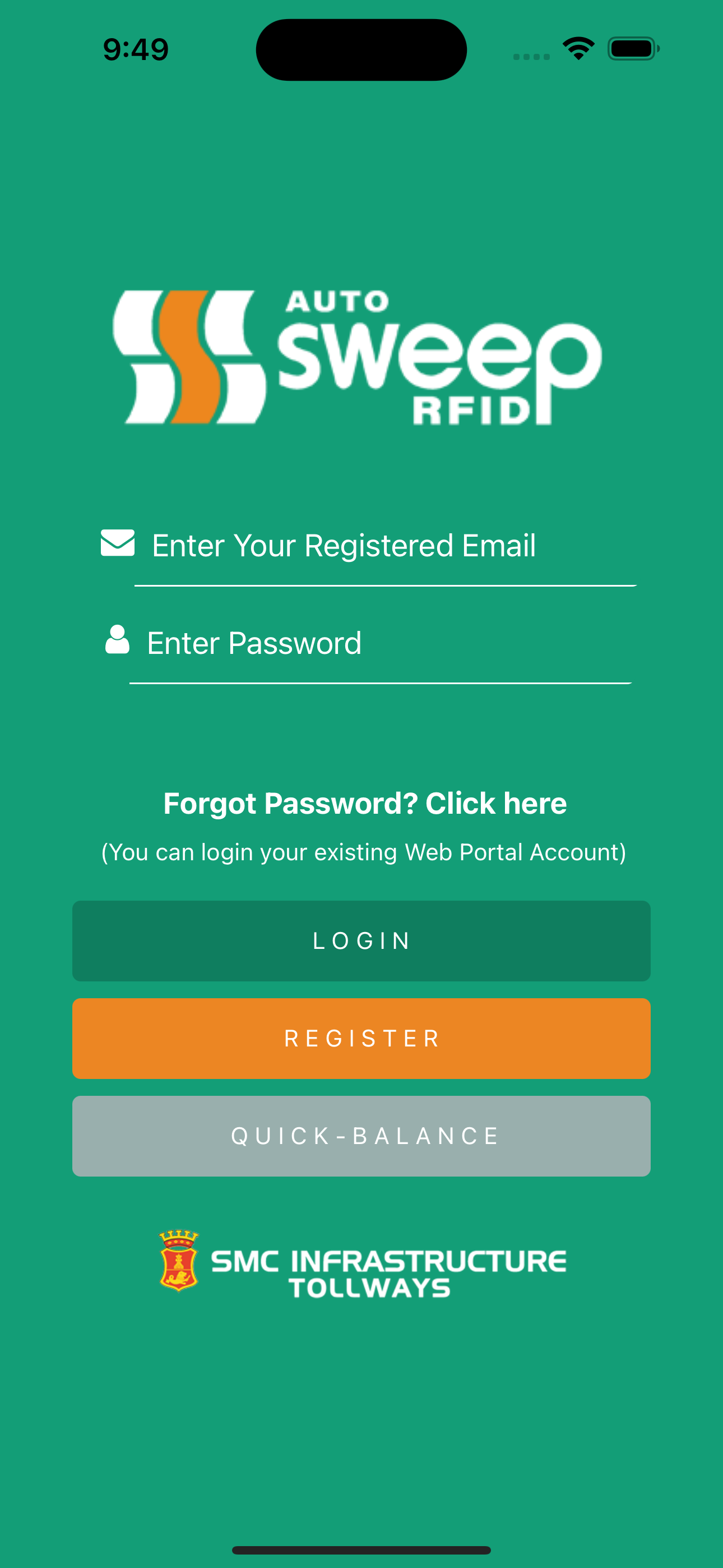Autosweep RFID Mobile App