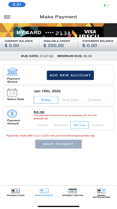 IRFCU Credit Card Screenshot