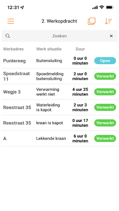JH Uren registratie Screenshot