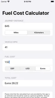 fuel cost calculator pro iphone screenshot 2