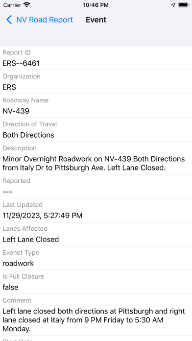 Nevada Road Report Screenshot