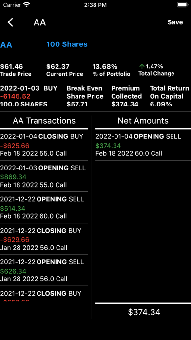 Cost Basis Screenshot