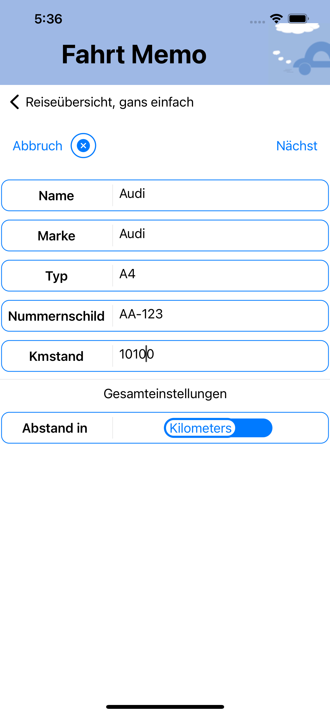 Fahrt Memo