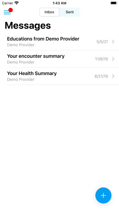 EHRez Patient Portal Screenshot