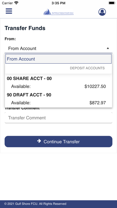 Gulf Shore FCU Mobile Banking Screenshot