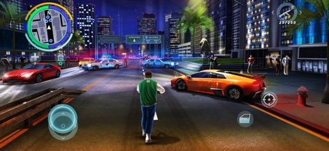 Crime Auto - Explore the dynamic city nightlife and utilize the intuitive on-screen controls for seamless navigation.