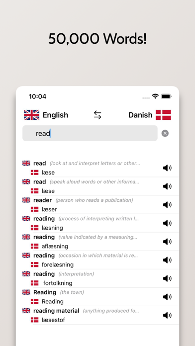 Danish-English Dictionary Screenshot