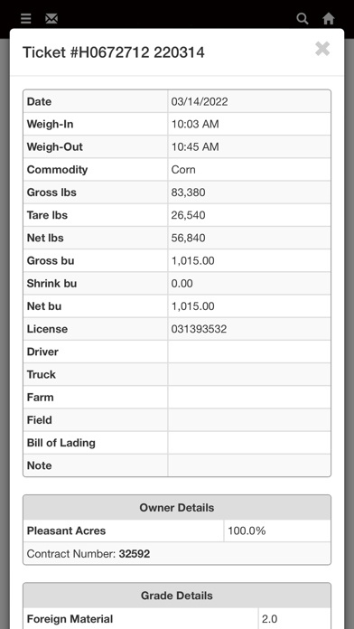 River View Farms Grain Portal Screenshot