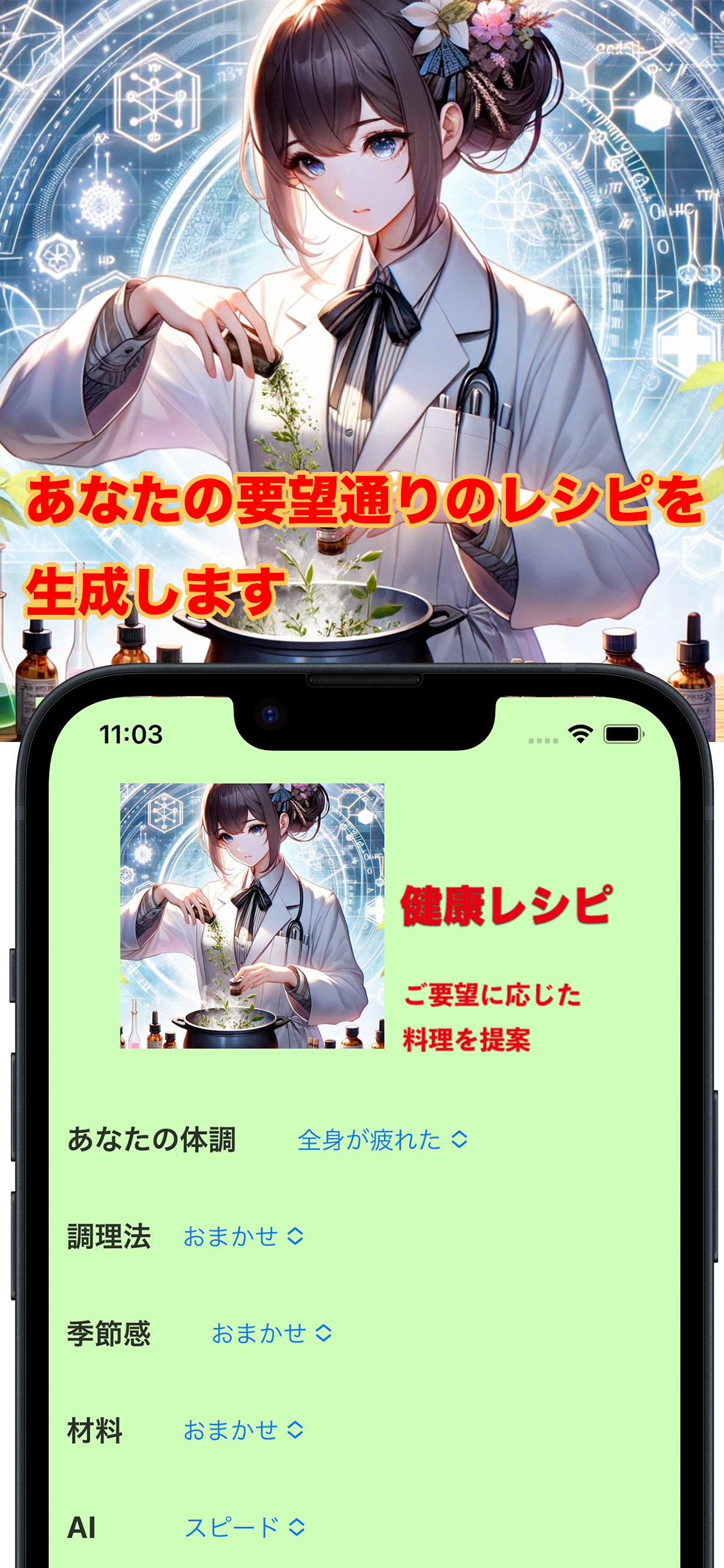健康レシピ、あなたの要望通りの料理を提案します！
