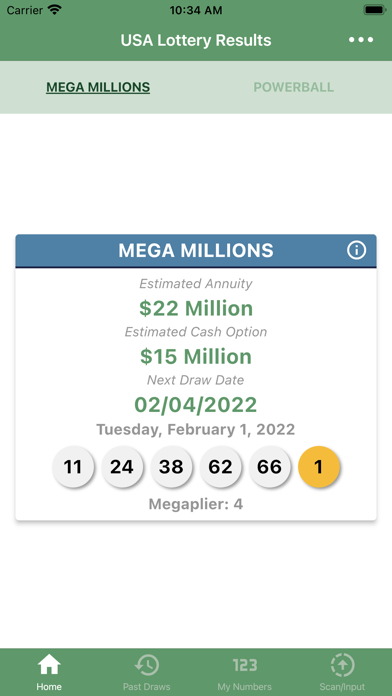 USA Lottery Results Screenshot