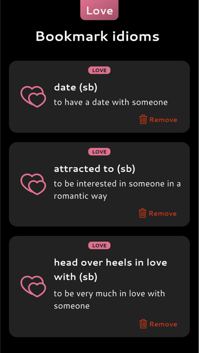 English Love Idioms Screenshot